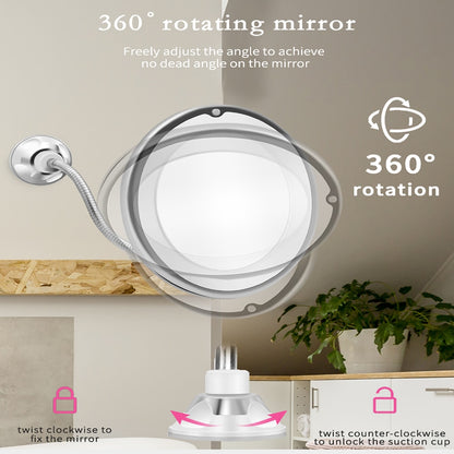LED Suction Magnifying Mirror with Flexible Arm by HitMyNeed