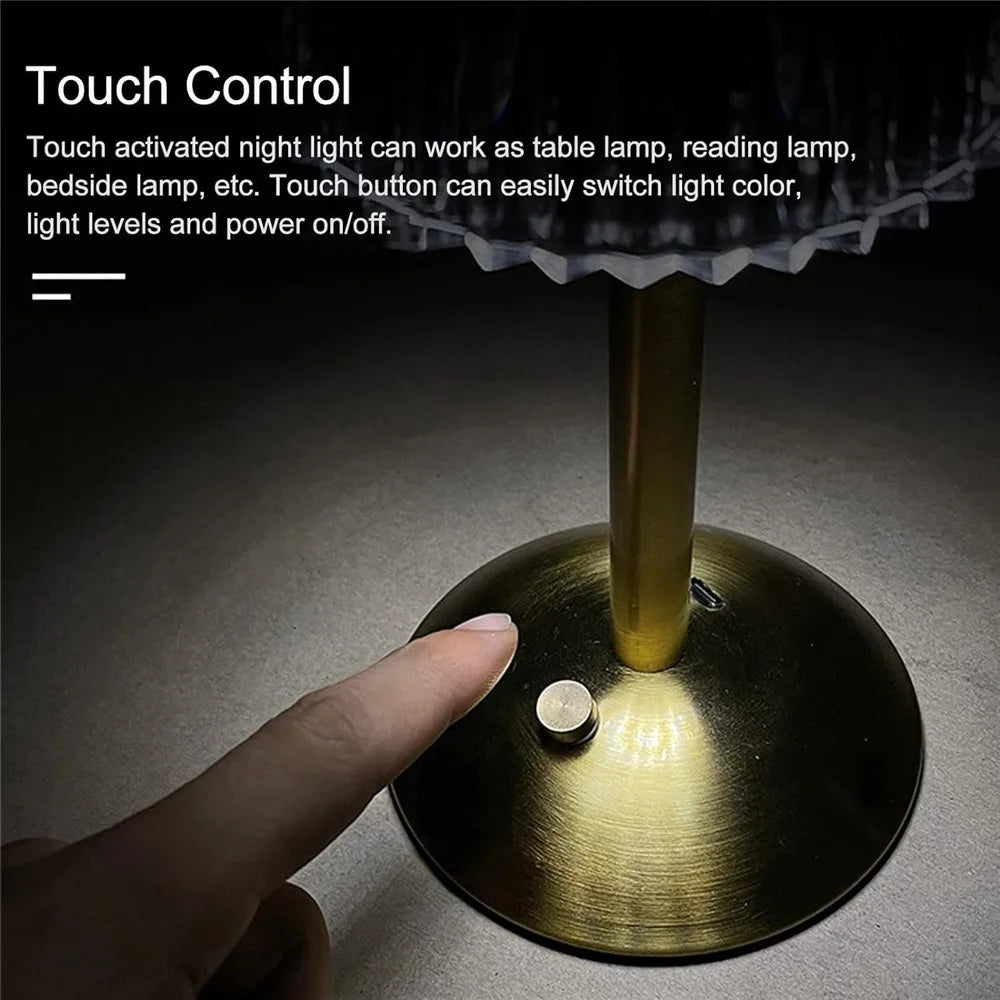 LED Touch Table Lamp Rechargeable Dimmable 3-Color by HitMyNeed