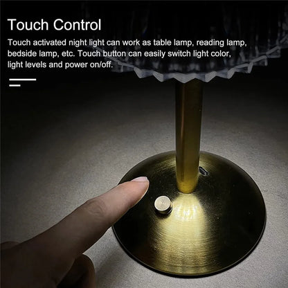 LED Touch Table Lamp Rechargeable Dimmable 3-Color by HitMyNeed