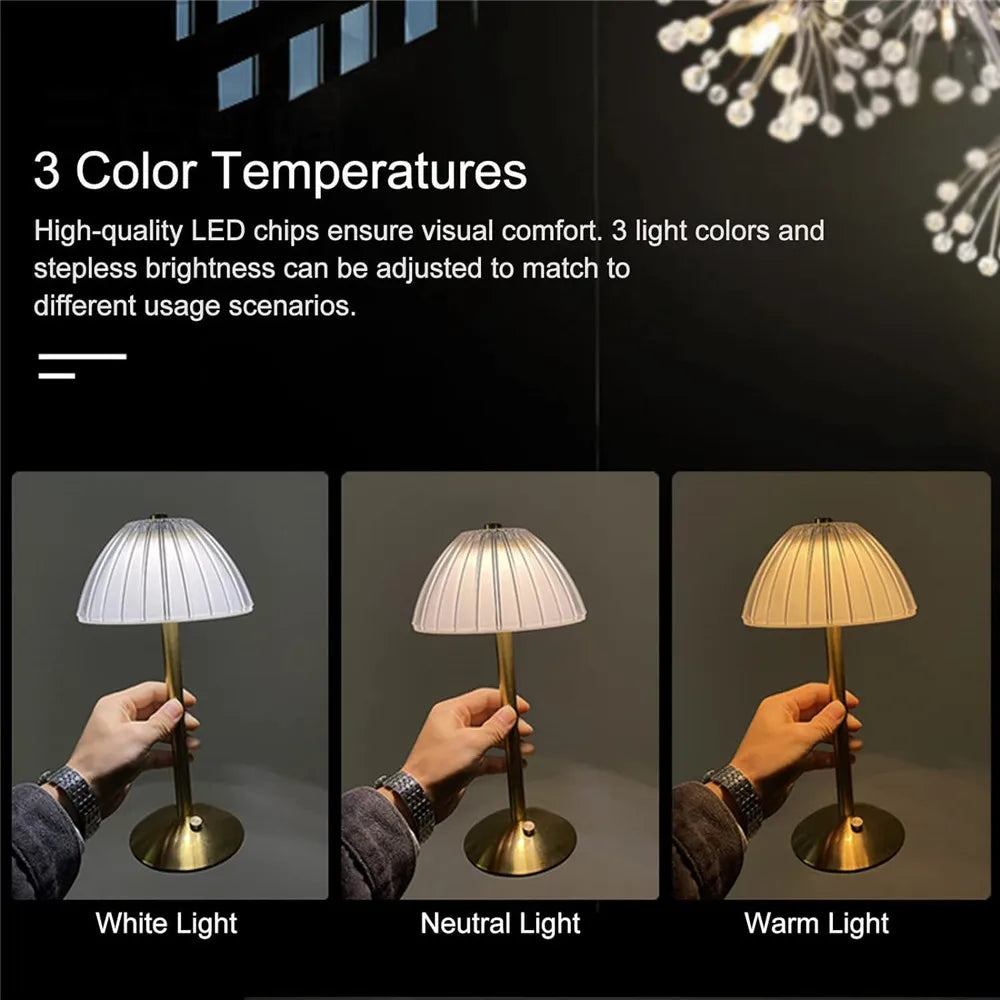 LED Touch Table Lamp Rechargeable Dimmable 3-Color by HitMyNeed