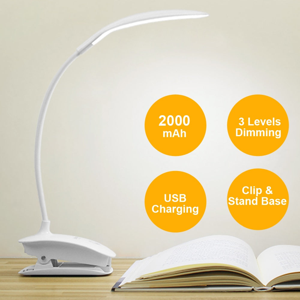LED Touch Table Lamp with Clip & 3-Level Dimming by HitMyNeed