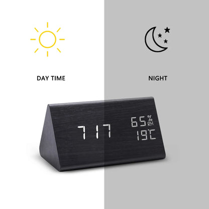 LED Wooden Digital Alarm Clock with Voice Control by HitMyNeed