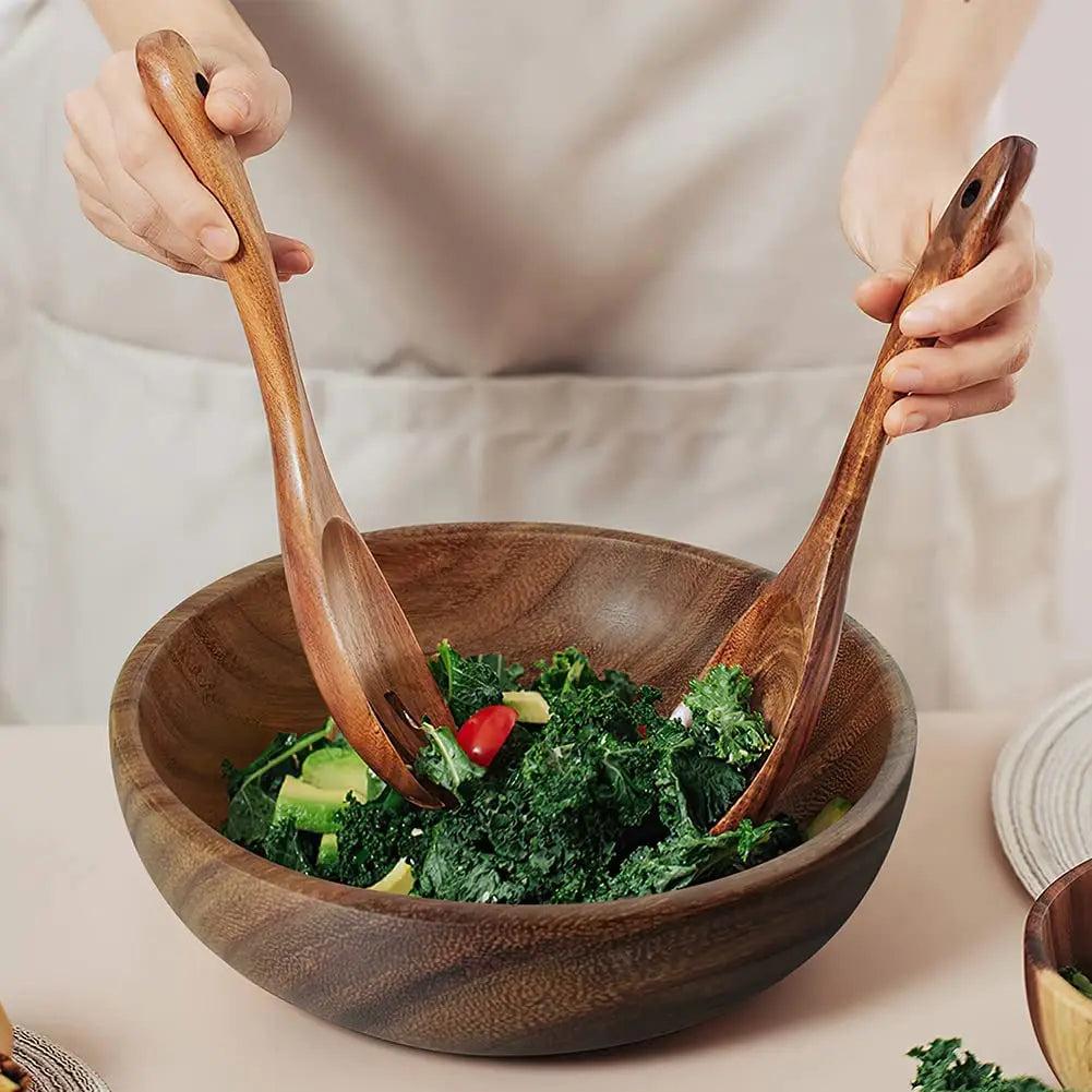 Leeseph Acacia Wood Salad and Serving Bowl by HitMyNeed