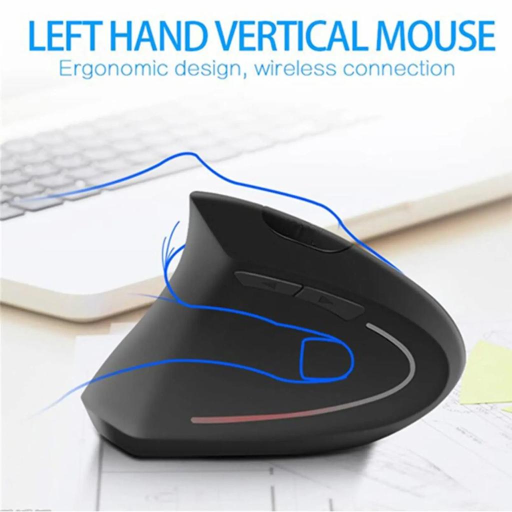 Left Hand Wireless Vertical Ergonomic Mouse 1600DPI by HitMyNeed