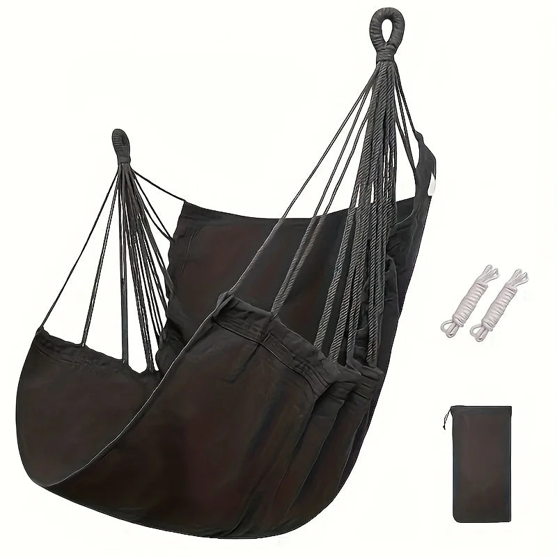 Leisure Fabric Hammock Chair Outdoor Swing Seat black by HitMyNeed