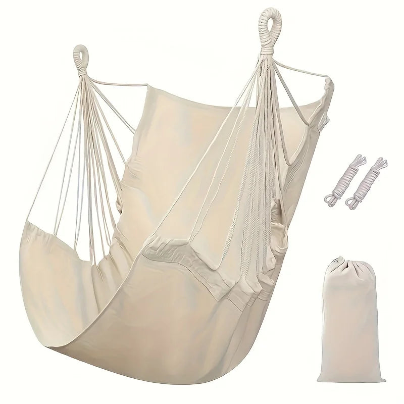 Leisure Fabric Hammock Chair Outdoor Swing Seat white by HitMyNeed