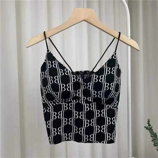 Leopard Print Seamless Ice Silk Y2K Crop Camisole ib-black s by HitMyNeed