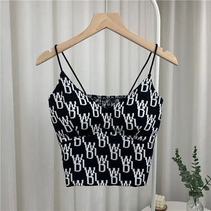 Leopard Print Seamless Ice Silk Y2K Crop Camisole wb-black s by HitMyNeed