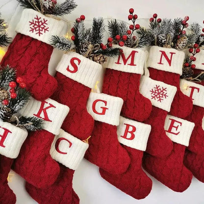 Letter Knitted Christmas Stocking Decoration by HitMyNeed