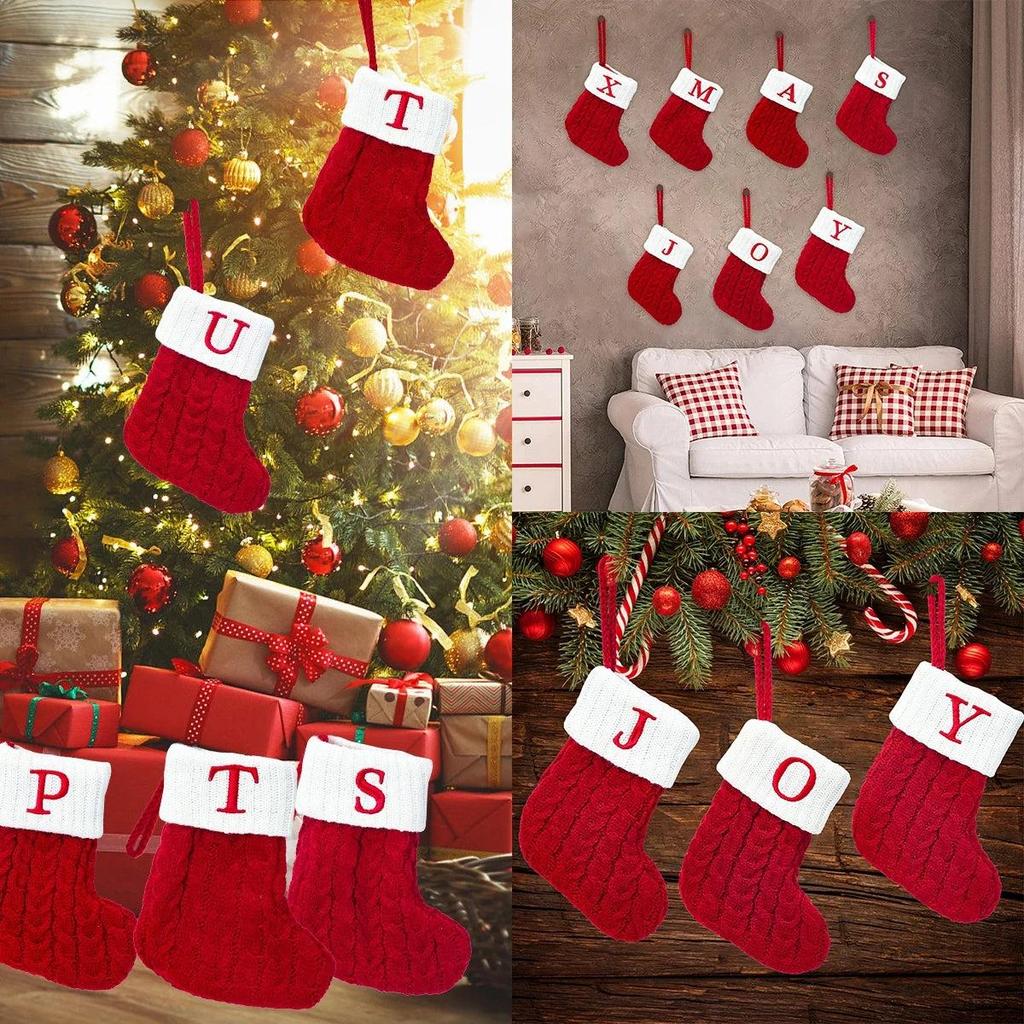 Letter Knitted Christmas Stocking Decoration by HitMyNeed