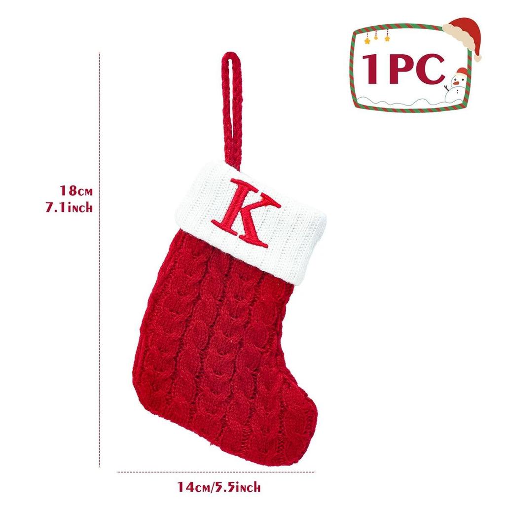 Letter Knitted Christmas Stocking Decoration k by HitMyNeed