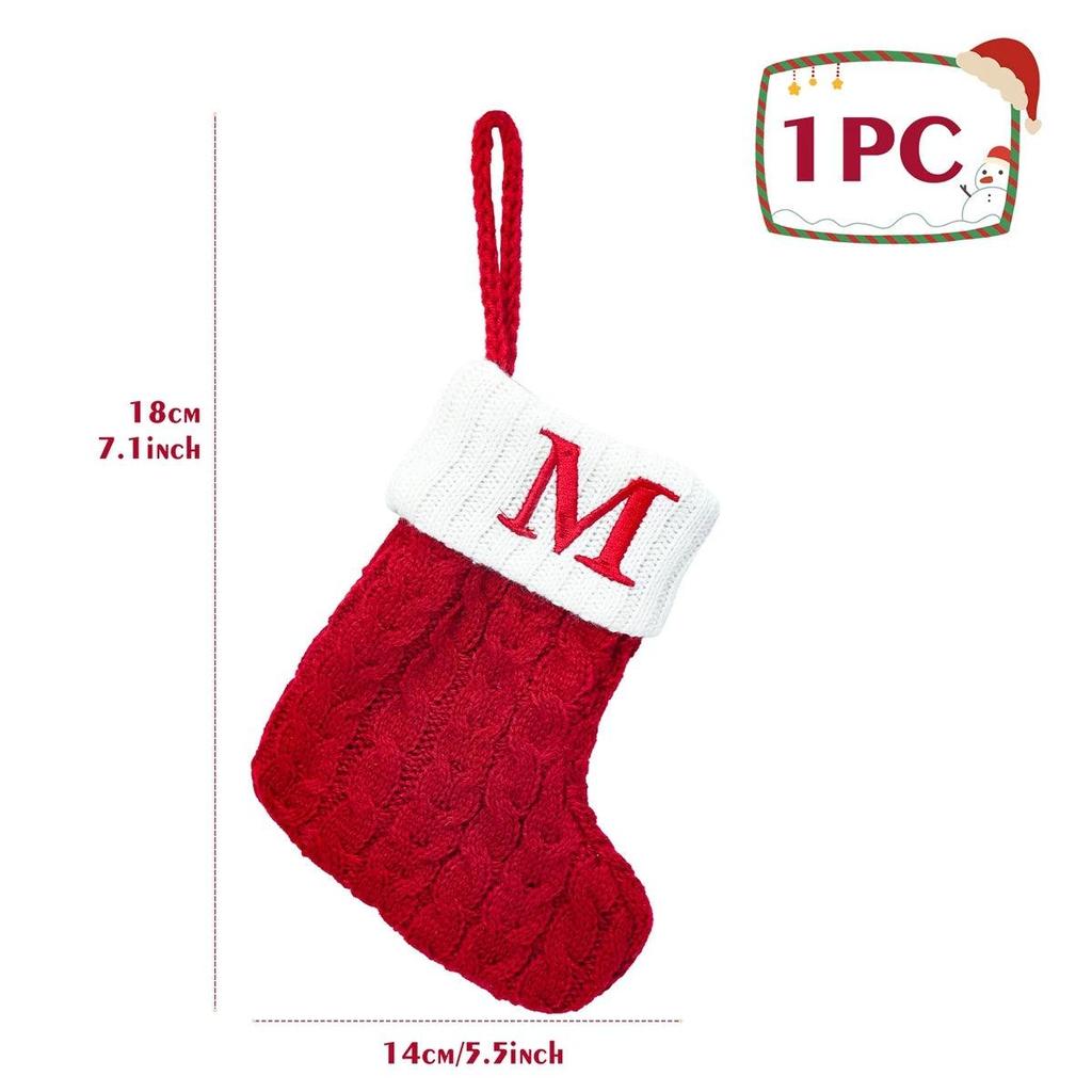 Letter Knitted Christmas Stocking Decoration m by HitMyNeed