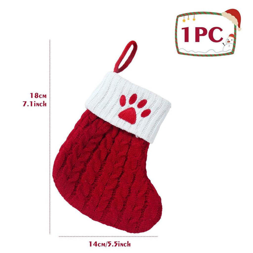 Letter Knitted Christmas Stocking Decoration paw by HitMyNeed