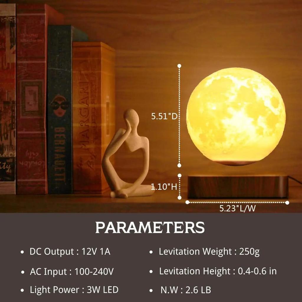 Levitating Moon Lamp with 3 Color Modes by HitMyNeed