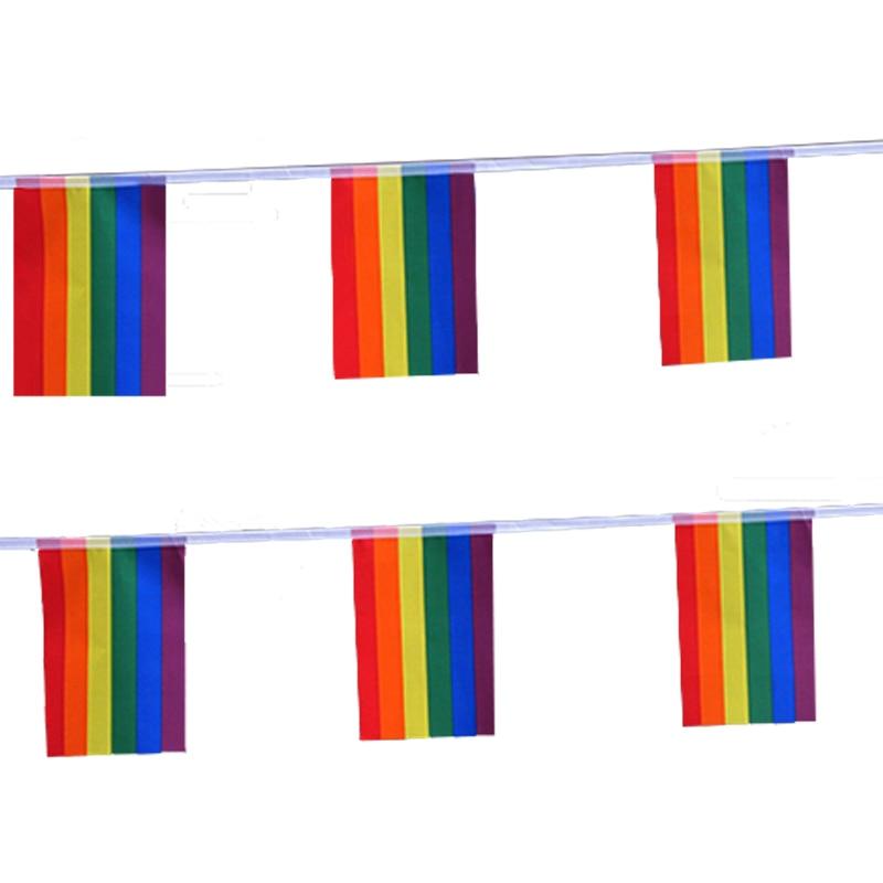 LGBT Rainbow Pride Flag Banner, 20 Mini Flags by HitMyNeed