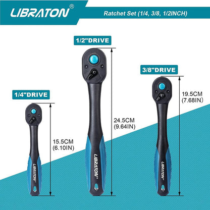 Libraton 3-Piece Ratchet Handle Set 1/4, 3/8, 1/2 in by HitMyNeed