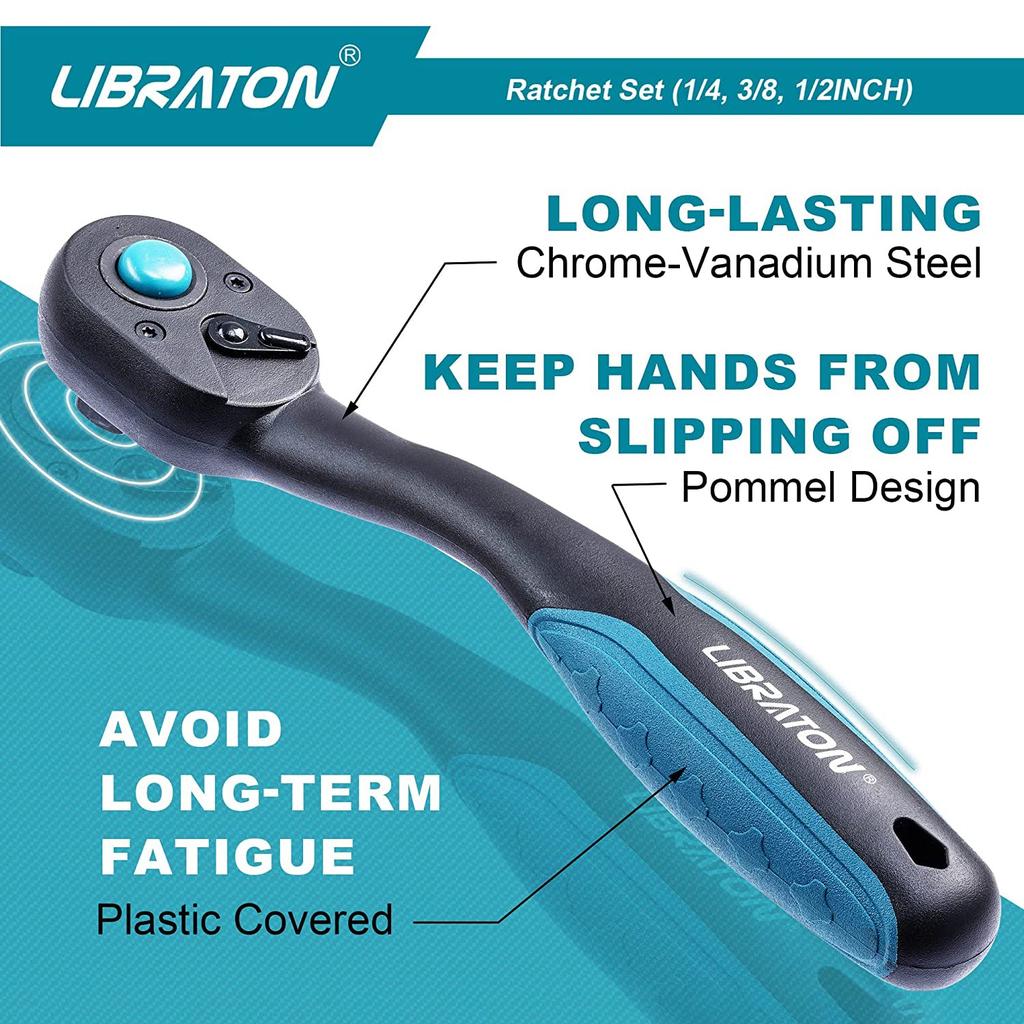 Libraton 3-Piece Ratchet Handle Set 1/4, 3/8, 1/2 in by HitMyNeed