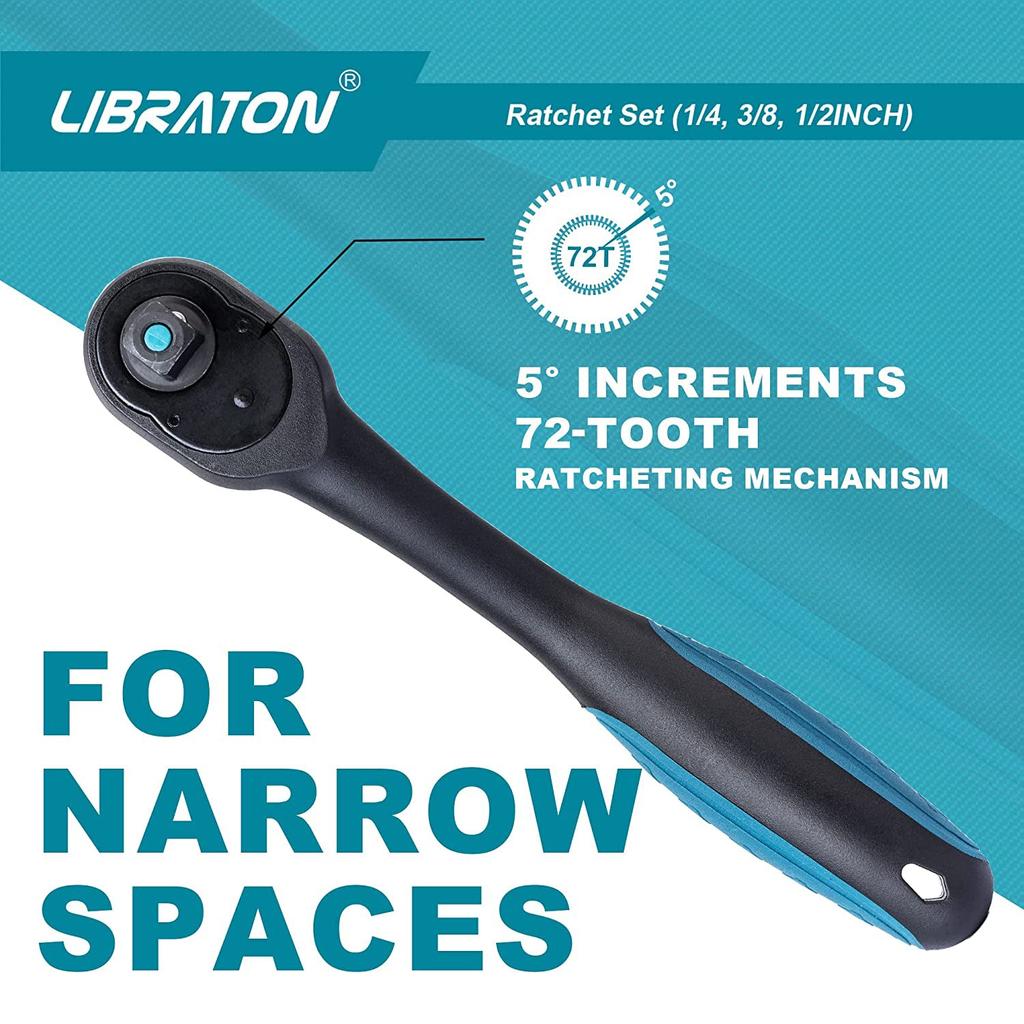 Libraton 3-Piece Ratchet Handle Set 1/4, 3/8, 1/2 in by HitMyNeed