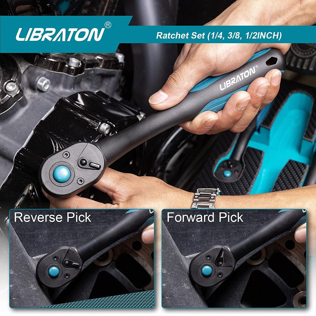 Libraton 3-Piece Ratchet Handle Set 1/4, 3/8, 1/2 in by HitMyNeed
