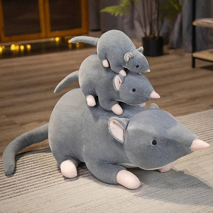Lifelike Grey Mouse Plush Toy Pillow by HitMyNeed