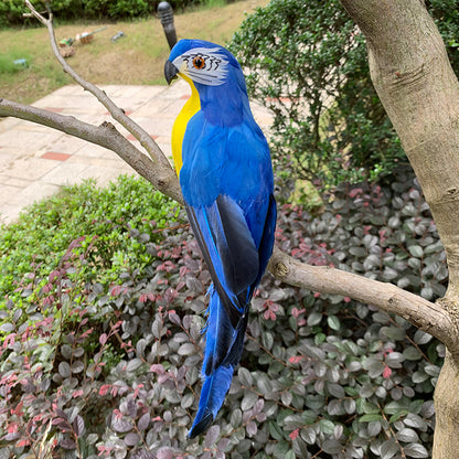 Lifelike Parrot Resin Garden Ornament blue 25cm by HitMyNeed