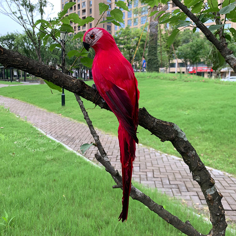 Lifelike Parrot Resin Garden Ornament red 25cm by HitMyNeed