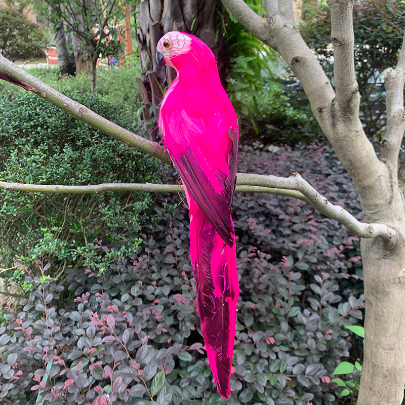 Lifelike Parrot Resin Garden Ornament rose-red 25cm by HitMyNeed