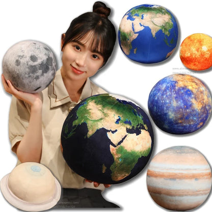 Lifelike Solar System Planet Plush Throw Pillows by HitMyNeed