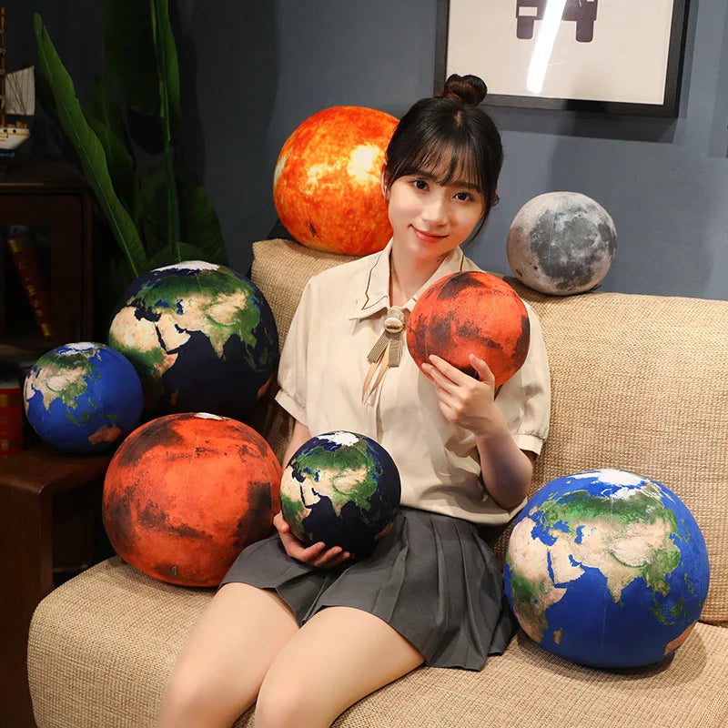Lifelike Solar System Planet Plush Throw Pillows by HitMyNeed