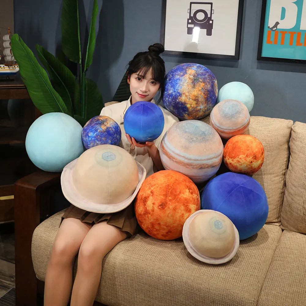 Lifelike Solar System Planet Plush Throw Pillows by HitMyNeed