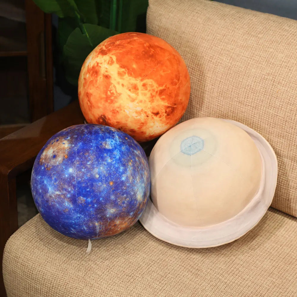 Lifelike Solar System Planet Plush Throw Pillows by HitMyNeed