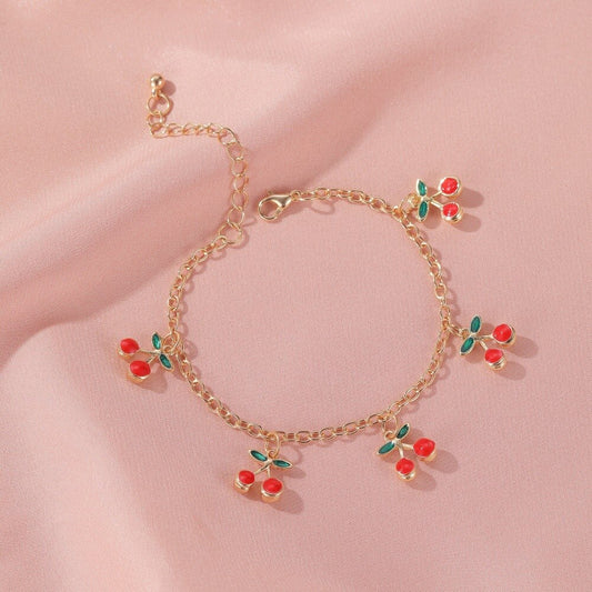 Lightweight Adjustable Cherry Charm Bracelet by HitMyNeed
