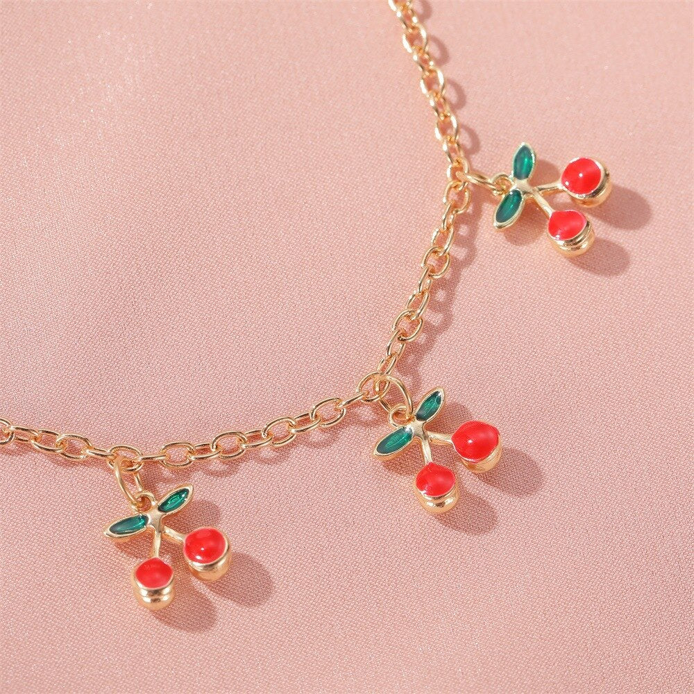 Lightweight Adjustable Cherry Charm Bracelet by HitMyNeed