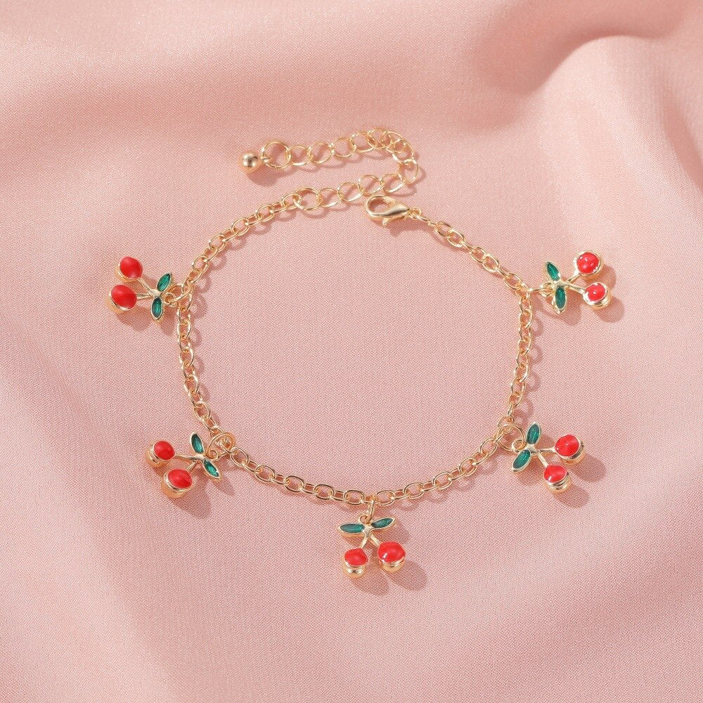 Lightweight Adjustable Cherry Charm Bracelet by HitMyNeed