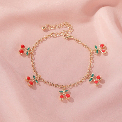 Lightweight Adjustable Cherry Charm Bracelet by HitMyNeed