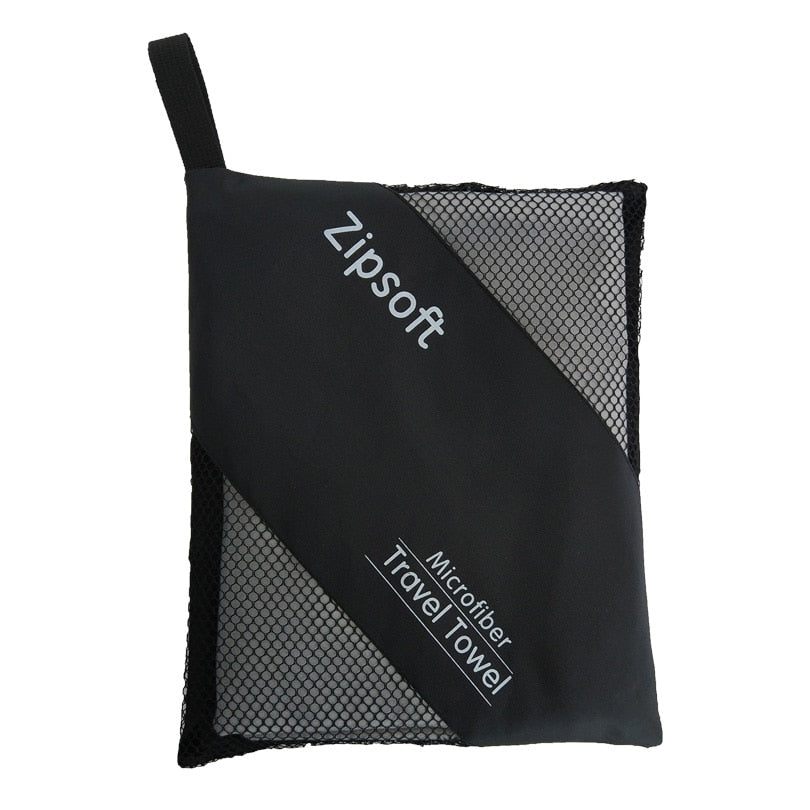 Lightweight Microfiber Beach Towel with Mesh Bag light-grey 35cm-75cm by HitMyNeed