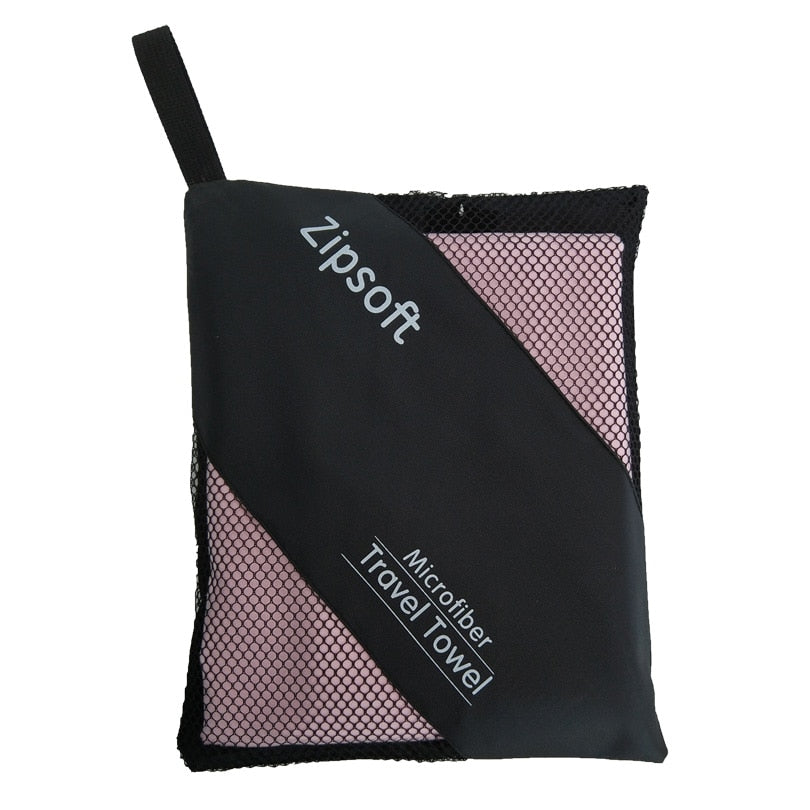 Lightweight Microfiber Beach Towel with Mesh Bag pink 35cm-75cm by HitMyNeed