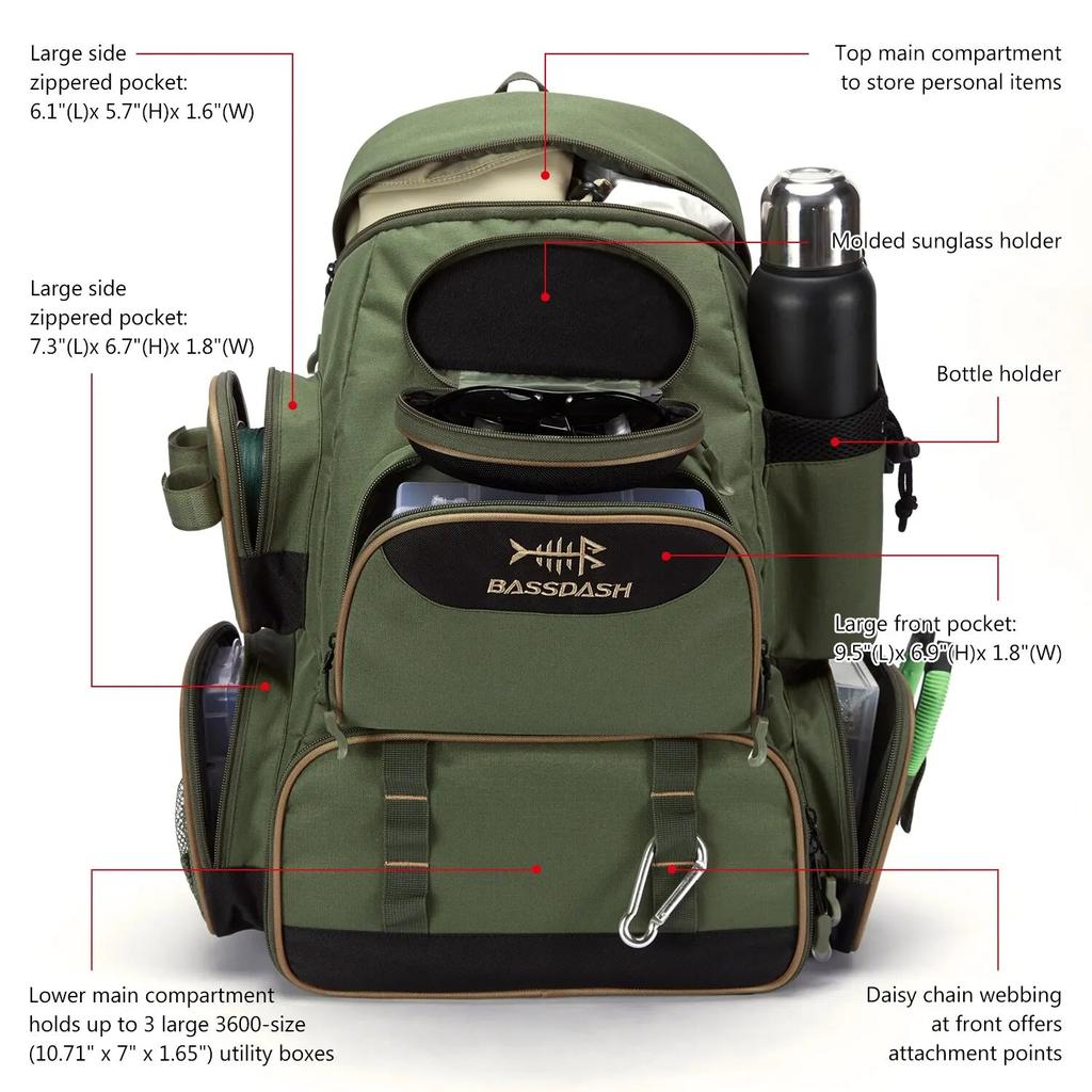 Lightweight Tactical Fishing Tackle Backpack 50L by HitMyNeed