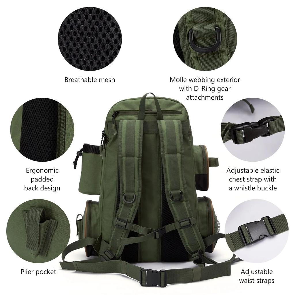 Lightweight Tactical Fishing Tackle Backpack 50L by HitMyNeed