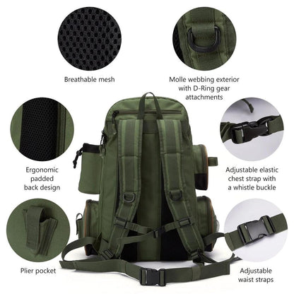 Lightweight Tactical Fishing Tackle Backpack 50L by HitMyNeed