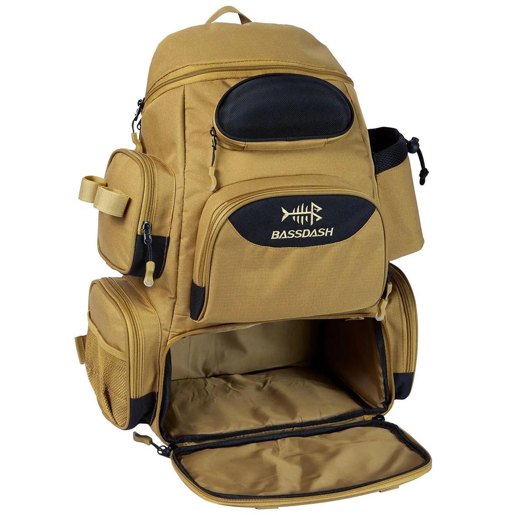 Lightweight Tactical Fishing Tackle Backpack 50L khaki by HitMyNeed