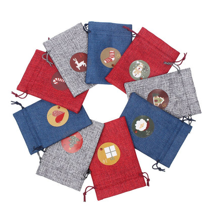 Linen Advent Calendar Bags Set with Clips (24pcs) by HitMyNeed