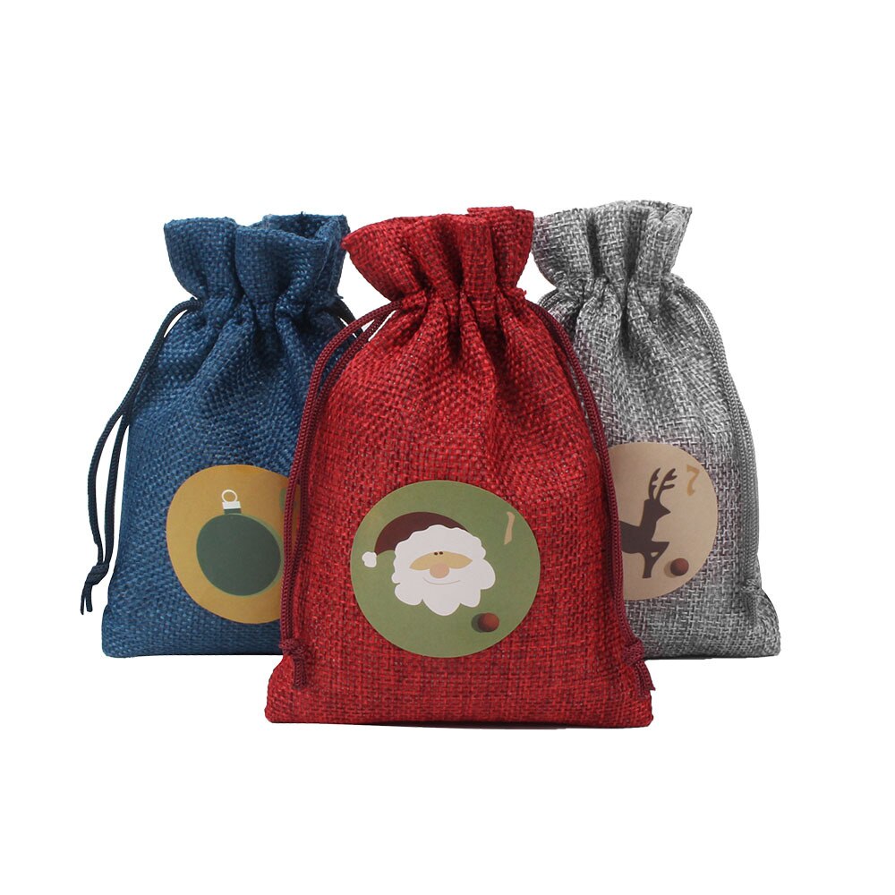 Linen Advent Calendar Bags Set with Clips (24pcs) by HitMyNeed