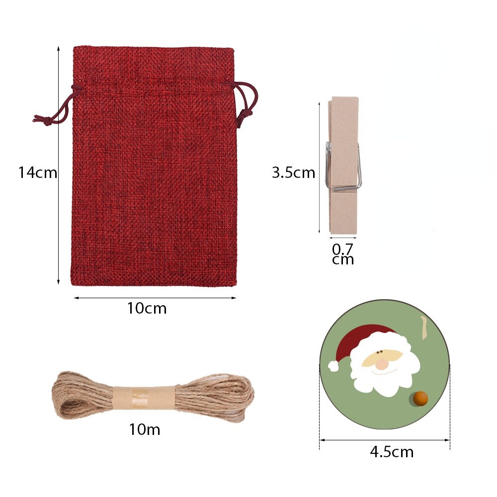 Linen Advent Calendar Bags Set with Clips (24pcs) by HitMyNeed