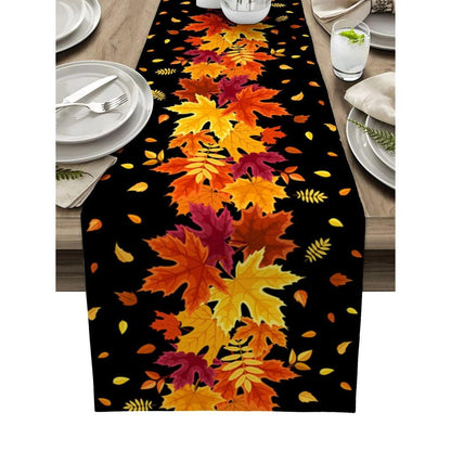 Linen Leaf Pattern Autumn Table Runner 180x33cm-70x13inch zqq3657-3 by HitMyNeed