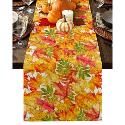 Linen Leaf Pattern Autumn Table Runner 180x33cm-70x13inch zqq3657-4 by HitMyNeed