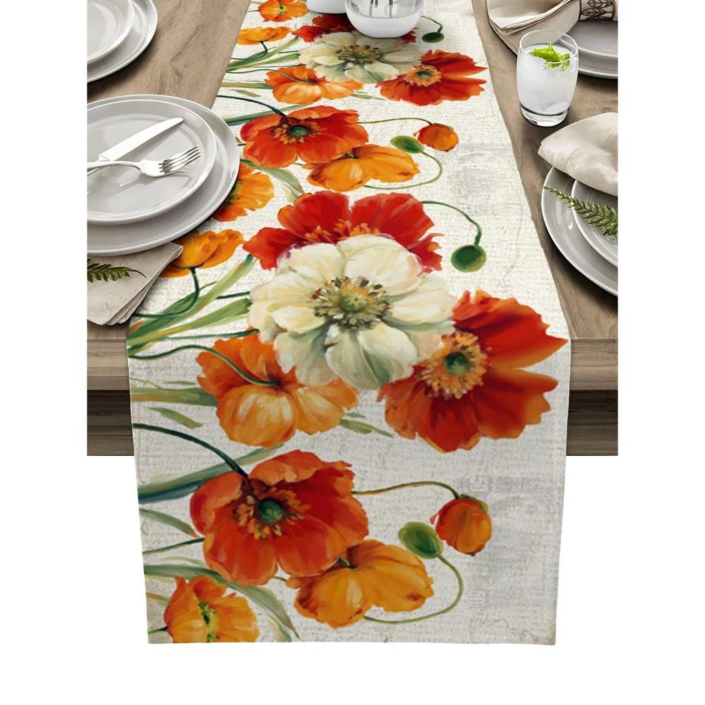 Linen Leaf Pattern Autumn Table Runner 180x33cm-70x13inch zqq3657-5 by HitMyNeed