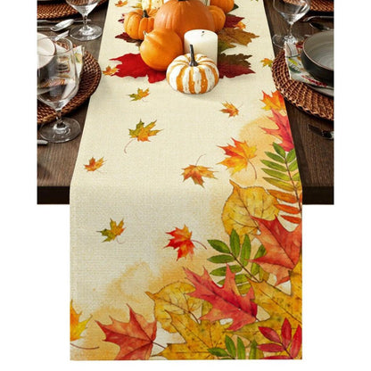 Linen Leaf Pattern Autumn Table Runner 200x33cm-70x13inch zqq3657-1 by HitMyNeed