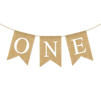Linen "One" Birthday Banner for Baby's First Party by HitMyNeed
