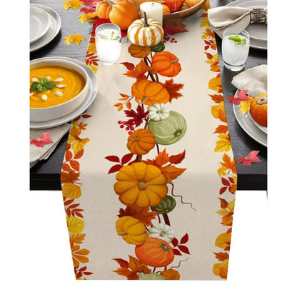 Linen Pumpkin Table Runner for Fall & Thanksgiving 6.0 180x33cm-70-8x13inch by HitMyNeed